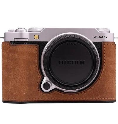 Uchandmade】 Handmade Genuine Leather Camera Half Case for Fujifilm X-M5/Fujifilm X-M5 Camera Case/Fujifilm X-M5 Case - Top Layer Cowhide Body +