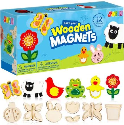 JOYIN 12 Wooden Magnet Creativity Arts & Crafts Painting Kit