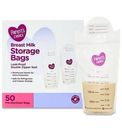 Parents Choice Breast Milk Storage Bags 6 oz 50 Count