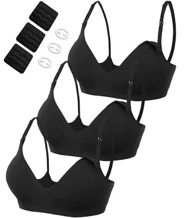 Hofish 3-Pack Deep V Neck Wireless Maternity Nursing Bras