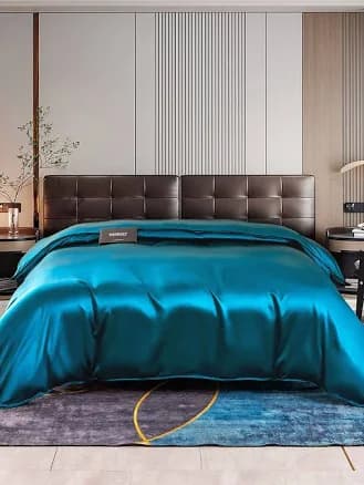 SILKSILKY Silk Duvet Cover 22 Momme 100% Mulberry Silk, Teal / Twin(67"x87") / Duvet Cover Only