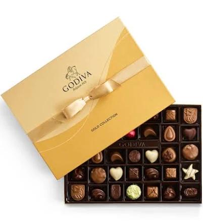 Godiva Assorted Chocolate Gold Gift Box with Gold Ribbon