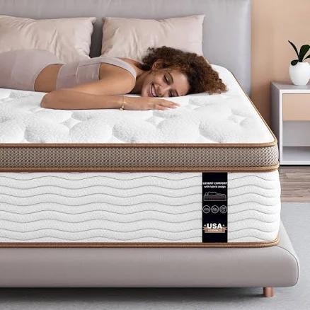 Bedstory Queen Mattress 14 Inch Gel Memory Foam Hybrid Mattress in a Box