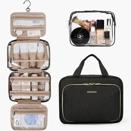 BAGSMART Hanging Toiletry Bag with Cosmetic Bag and Travel Makeup Bag
