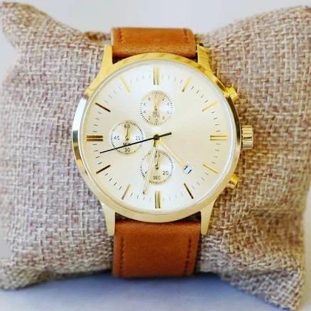 Personalized Engraved Men's Gold Wrist Watch