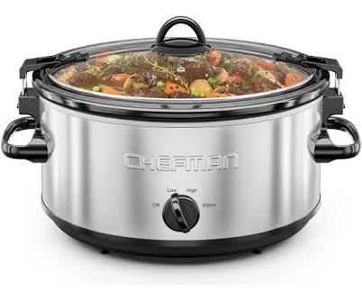 Chefman Slow Cooker with Locking Lid and Three Heat Settings