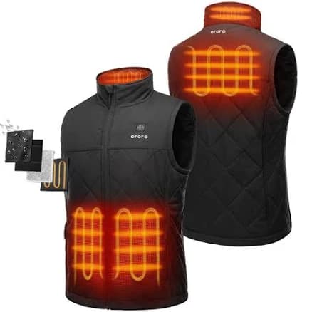 ororo Men's Heated Quilted Vest with 4 Heating Zones