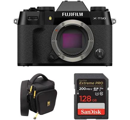 FUJIFILM X-T50 Mirrorless Camera with Basic Bundle (Black)