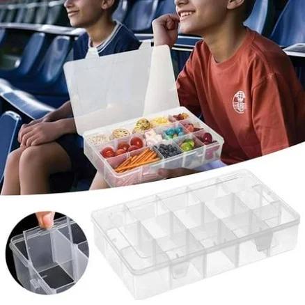 Adjustable Divider Snack Box Serving Tray With Lid Reusable 15 Compartment Snack Tray For Kids School Picnic Road Trip Snack Boxes, Size: One size,