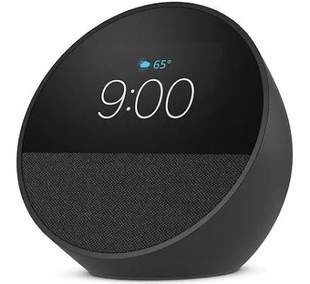 Amazon Echo Spot, Smart Alarm Clock with vibrant sound and Alexa