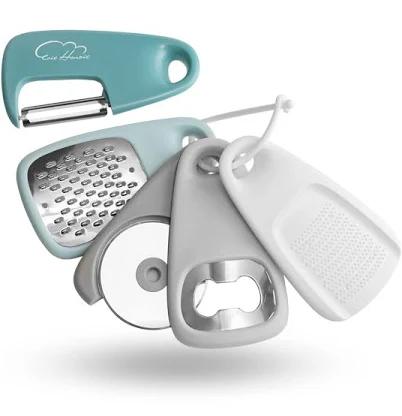 Kitchen Gadgets 5 Pieces Space Saving Cheese Grater Bottle Opener Fruit/Vegetable Peeler Pizza