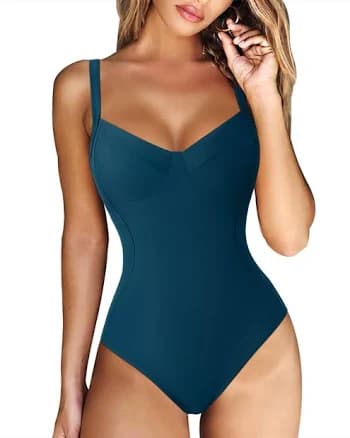 RXRXCOCO Women's Slimming Tummy Control V-Neck Crisscross Back Swimsuit