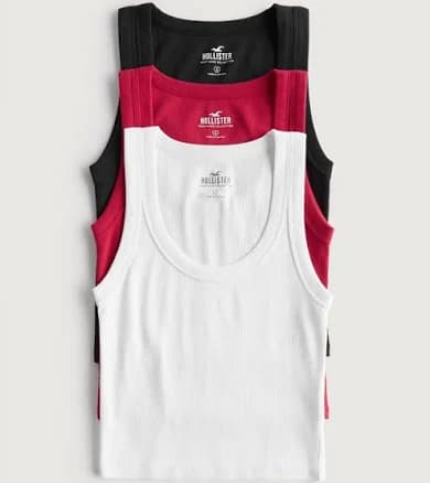 Hollister Women's Ribbed Scoop Tank 3-Pack