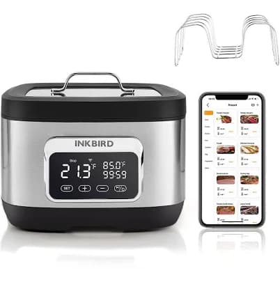 Inkbird Wifi Sous Vide Cooker,700W Sous Vide Machine, 8 Quart Water Oven with Rack Divider and 14 Preset Recipes, 3D Water Circulation Rapid Heating