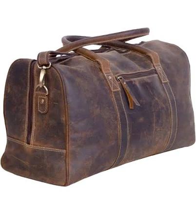 FR Fashion Co. Men's Vintage Distressed Buffalo Leather Duffle Bag