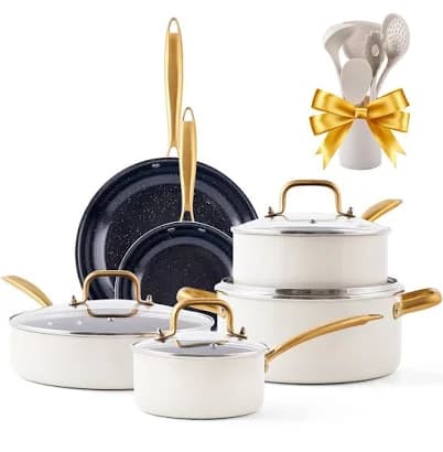 Ceramic Pots and Pans Set - 16PCS Kitchen Cookware Sets Nontsick Non Toxic Cookware Set With Dutch Oven, Frying Pan, Saucepan, Sauté Pan, Cooking