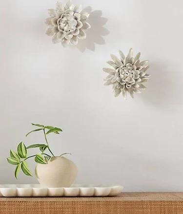 Iridescent Ceramic Wall Flower by Anthropologie in White, Size: Large