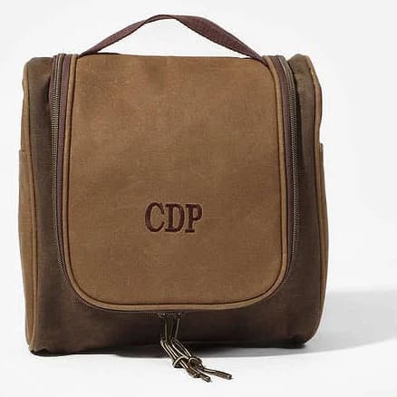 Personalized Waxed Canvas Hanging Toiletry Bag