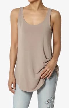 Themogan Women's Loose Fit Scoop Neck Long Flowy Tank Tops