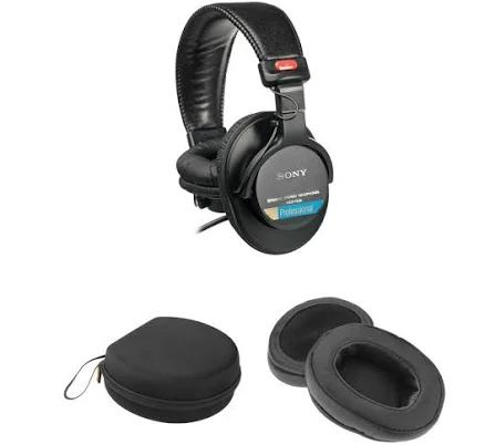 Sony MDR-7506 Headphones With Deep Earpads and Carrying Case Kit