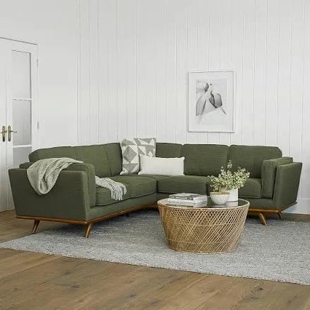 Article Timber Green Fabric Corner Sectional Sofa