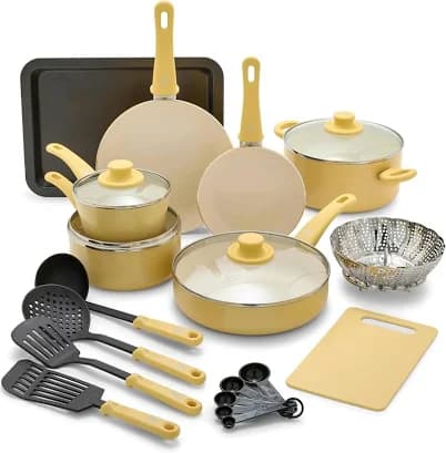 Greenlife Soft Grip Healthy Ceramic Nonstick 18 Piece Kitchen Cookware Pots And Frying Sauce Saute