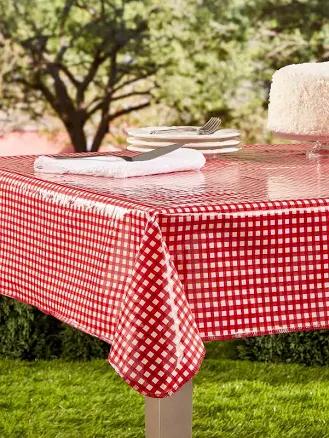 Heavy-Duty Print Oilcloth Tablecloth - Red - 52in x 52in - The Vermont Country Store