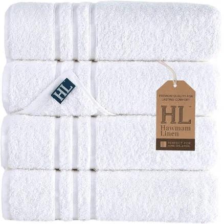 Hammam Linen 4-Pack White Bath Towels