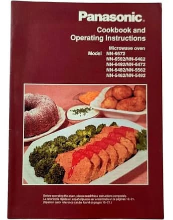Panasonic Cookbook & Operating Instructions 1992 Microwave Oven Manual