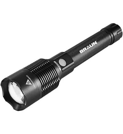 Braun 7000 Lumen Rechargeable Waterproof LED Flashlight with Battery Bank