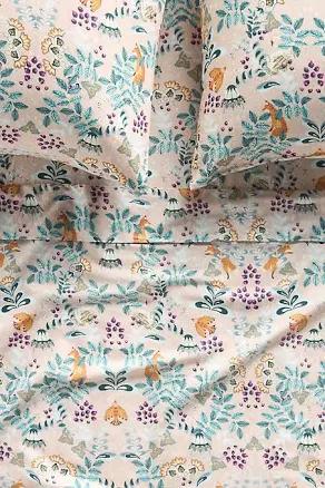 Anthropologie Cotton Modal Brushed Cozy Printed Sheet Set