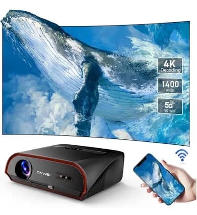 4K Ultra HD Daytime Home Theater Projector High Bright 1400 ANSI Lumens Smart Movie Projector with NFC Screencast, HDR Daylight WiFi6 Bluetooth RJ45