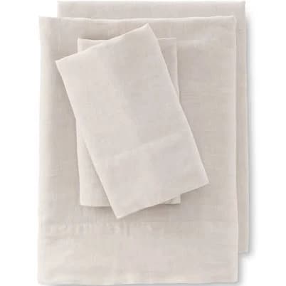 Lands' End Garment Washed Chambray Flax Linen Breathable Bed Sheet Set