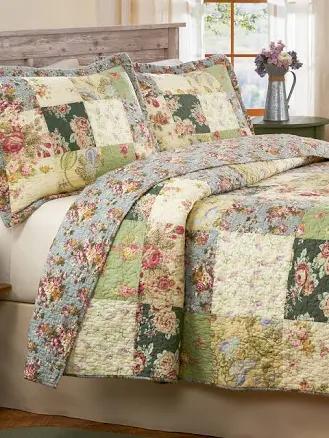 Pretty Floral Patchwork Quilt - Blue - Full/Queen - The Vermont Country Store