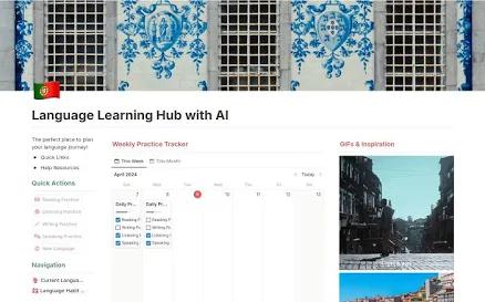 Language Learning Hub (w/ Notion AI)