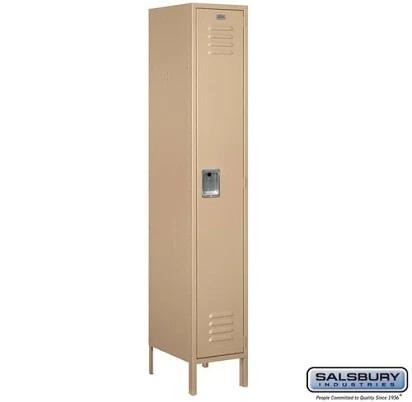 Salsbury 15" Wide Single Tier Standard Metal Locker - 1 Wide - 6 Feet High - 18 Inches Deep - Tan - Unassembled