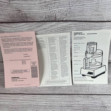 Cuisinart Food Processor Classic Operating Instructions Manual