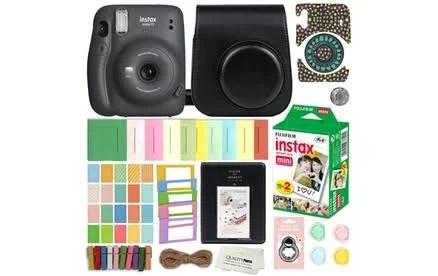 Fujifilm Instax Mini 11 Instant Camera with Case 20 Films&Accessories Kit Ice in White