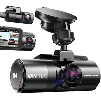 Vantrue N4 3 Channel 4K Dash Cam, 4K+1080P Front and Rear, 1440P+1440P Front and Inside