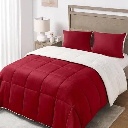 Basic Beyond Twin Comforter Set - Micromink Fleece Sherpa Comforter for Twin Bed, Soft and Warm Twin Bedding Comforter Set for Girls and Boys in