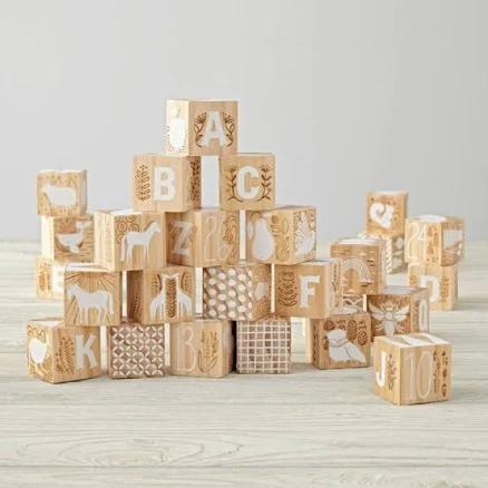 Crate & Kids Etched Wooden Baby Blocks