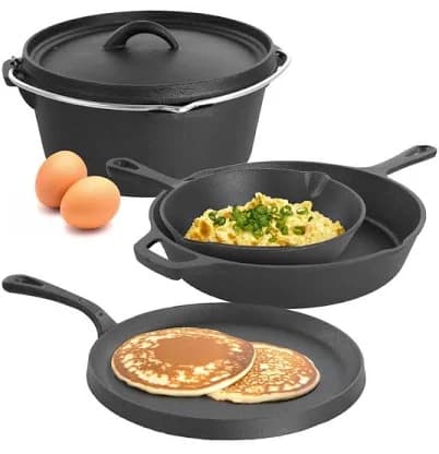 MegaChef Pre-Seasoned Cast Iron Kitchen Cookware Set