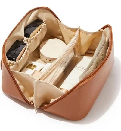 EACHY Travel Makeup Bag,Large Capacity Cosmetic Bags for Women,Waterproof Portable Pouch Open Flat Toiletry Bag Make up Organizer with Divider and