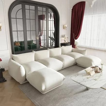 6-Piece U Shaped Modular Free Combination Sectional Sofa with Ottoman