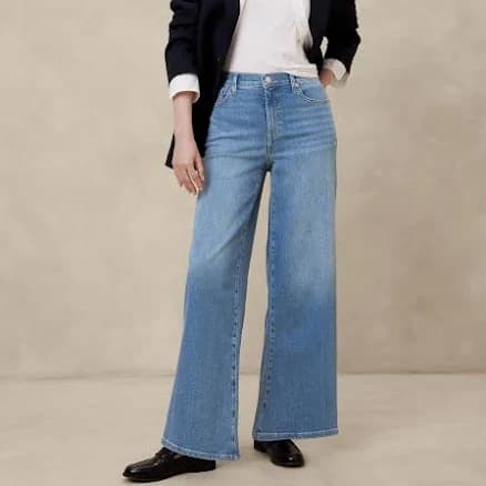 Women's High-Rise Wide-Leg Jean Medium Wash Regular Size 28