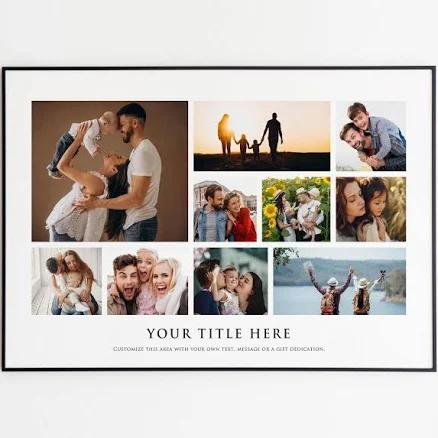 Up to 10 PICTURE COLLAGE Framed Fine Art Print | Photo Collage Frame | Anniversary Birthday Wedding Family Gift with Photos