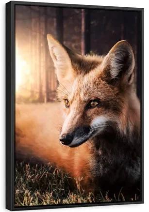 The Fox In The Forest Framed Canvas | Fox Wall Art - By Zenzdesign