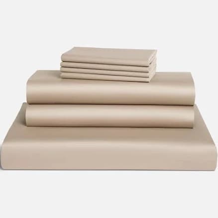 Soft Cotton Sateen Sheet Set - Fitted Sheet, Flat Sheet, Duvet & Pillowcases size Twin in Grey | Best Sheets by Brooklinen