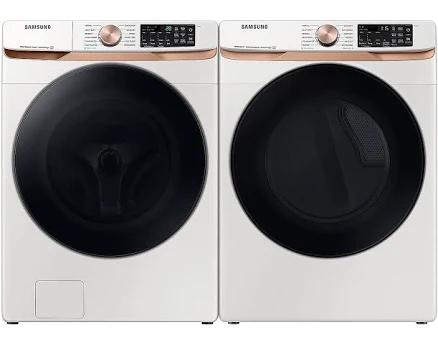 Samsung Extra Large Capacity Smart Front Load Washer and Electric Dryer Set with Super Speed Wash, Steam Sanitize+, and Sensor Dry in Ivory - Laundry