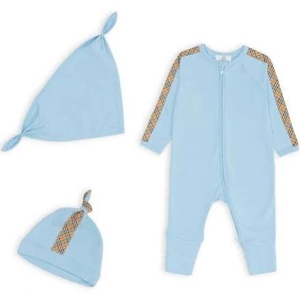 Burberry-Baby Boys Blue & Beige Romper Gift Set